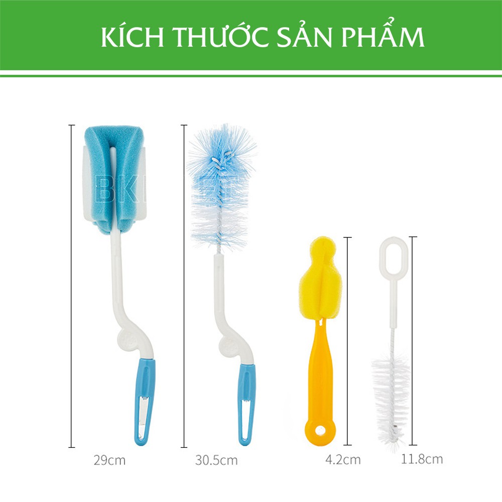 Bộ Cọ Rửa Bình Sữa Và Núm Ti 4 Món