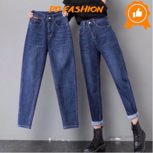 Quần baggy nữ quần bò jeans nữ cạp cao 1 khuy pd fashion
