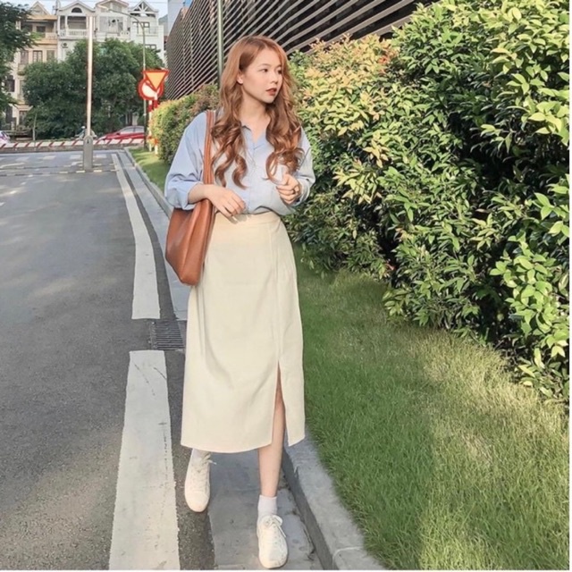 [25-27/4 Hoàn tiền 15%]Chân váy dài midi xẻ bên phong cách hàn quốc m302