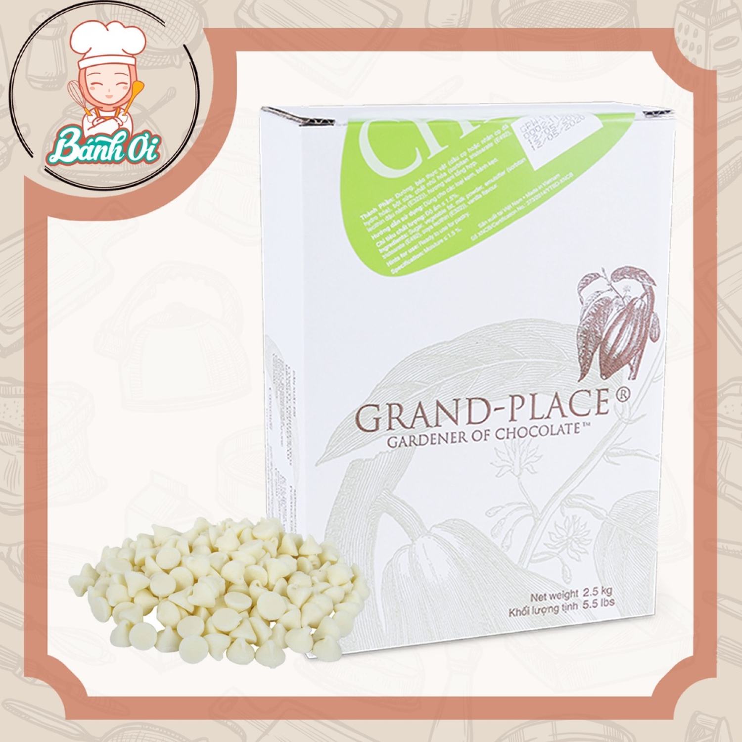 Socola chip (choco chip) TRẮNG Grand Place