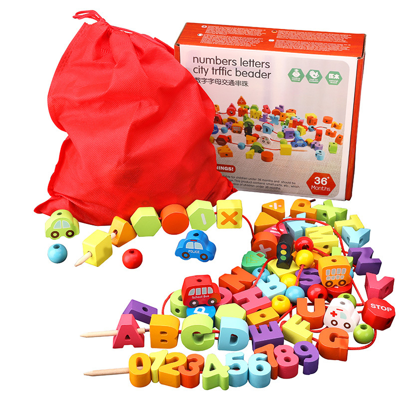ĐỒ CHƠI XÂU CHUỖI GỖ CHO BÉ (75 CHI TIẾT)