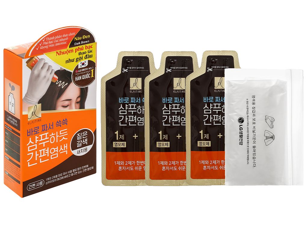 Thuốc Nhuộm Phủ Bạc Thảo Dược ELASTINE Hàn Quốc 20g (HỘP 3 GÓI)