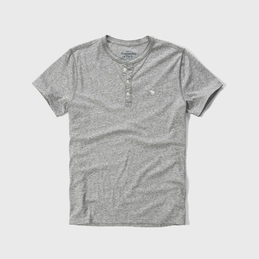 Pullover men Abercrombie & Fitch neck head A & F abr-h18 iconic jersey Henley Heather Grey