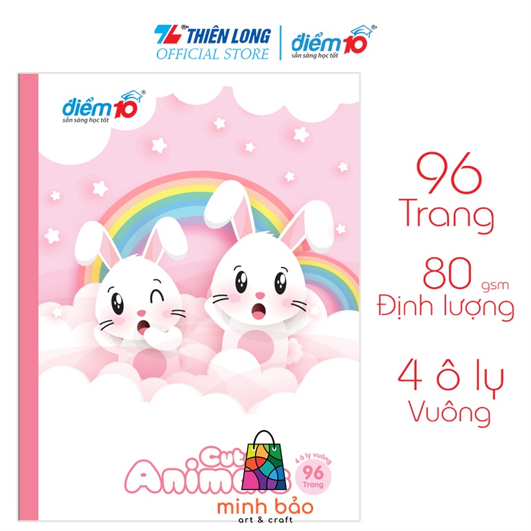 Tập học sinh 4 ô ly vuông 96 trang điểm 10 tp-nb053