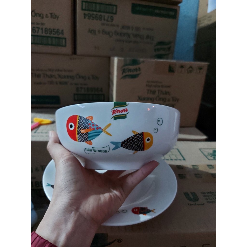 Tô - đĩa sứ hoạ tiết cá 18cm - 20cm