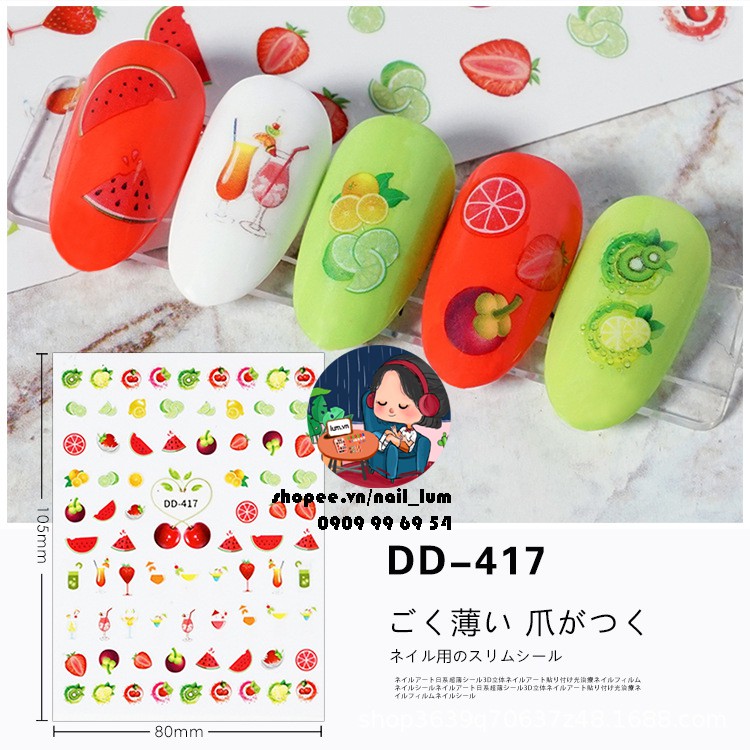 [Video Thực Tế] Nail Sticker - Dán Móng Tay - Bộ Sưu Tập Trái Cây