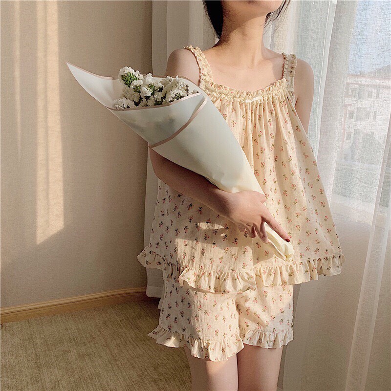 Set Bộ Ngủ 2 Dây Hoa Hoa [CHAM STORE]