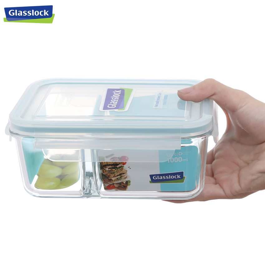 Hộp thủy tinh chịu lực, chia 2 ngăn Glasslock 1000ml
