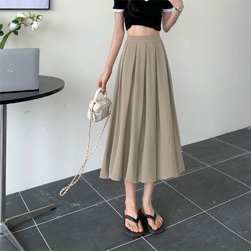 Chân váy Ulzzang nữ dáng dài chân váy midi xếp ly xoè kiểu mẫu mới nhất