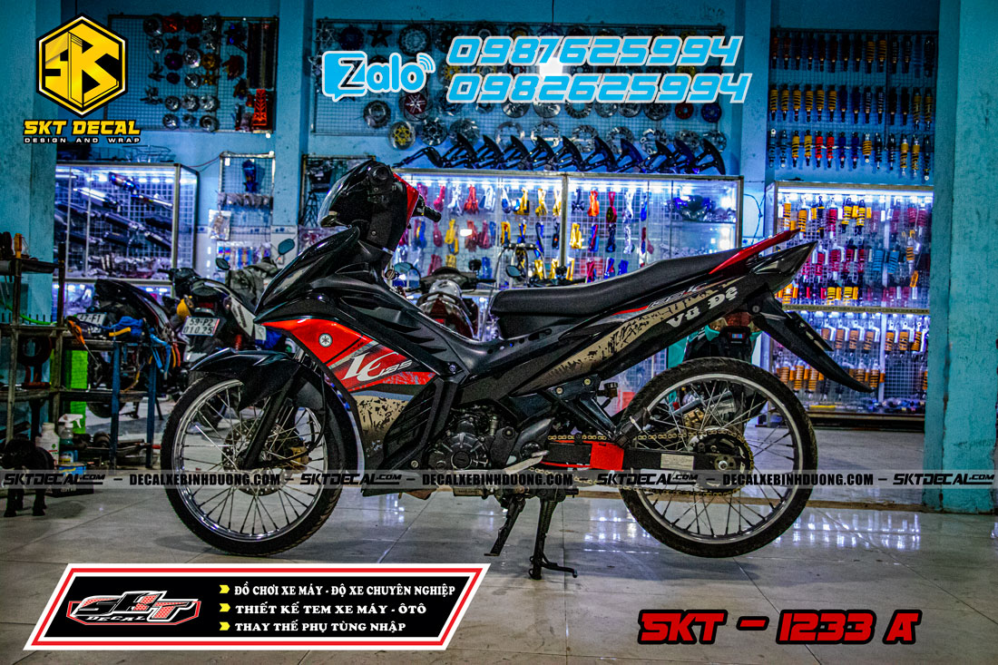 tem rời exciter 135 đen đỏ bạc lc
