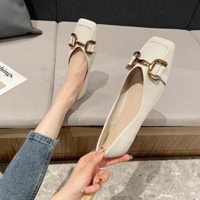 Giày búp bê mũi vuông phối dây khóa BB-0187