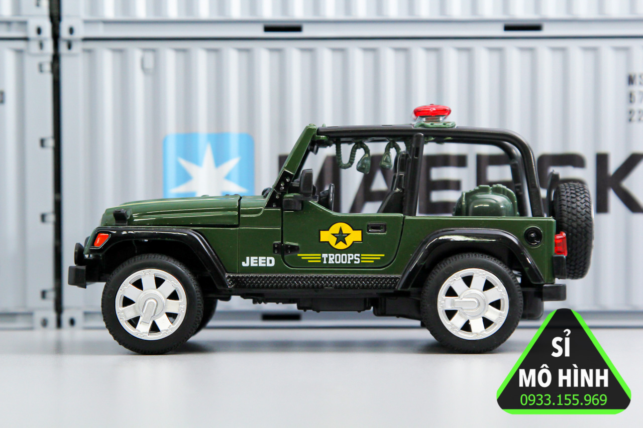 [HCM][ Sỉ Mô Hình ] Mô hình xe Jeep Rubicon mui trần Army 1:32