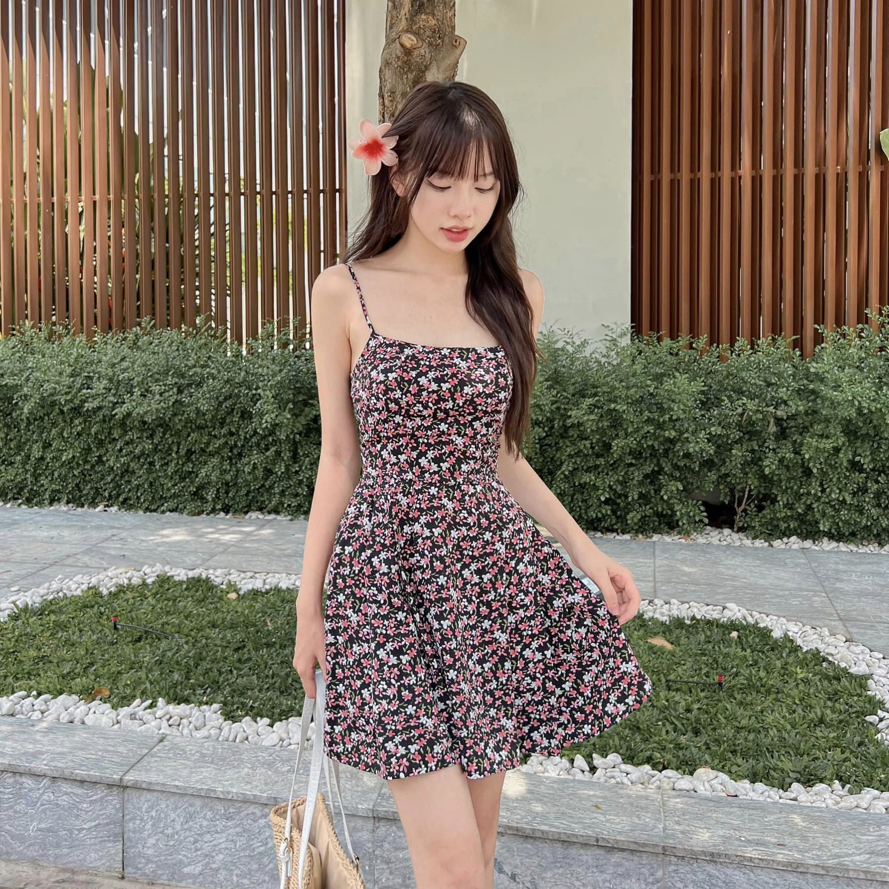 GOLA - Đầm LACEY - Đầm hoa 2 dây tùng xòe