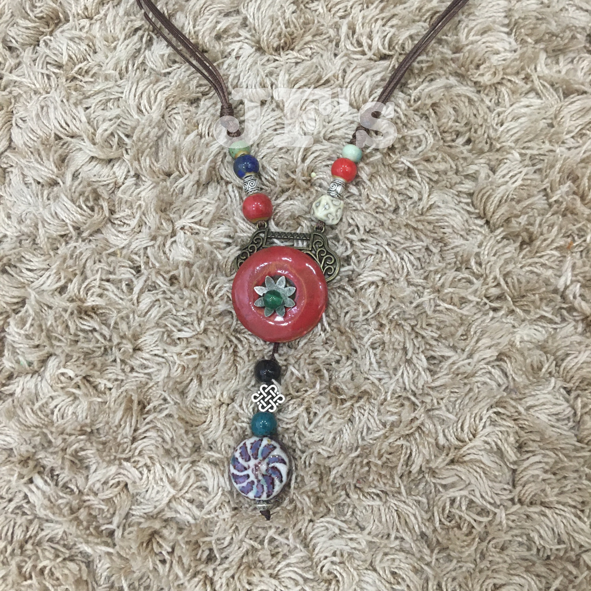 Vòng cổ nữ bohemian, dây chuyền gốm sứ