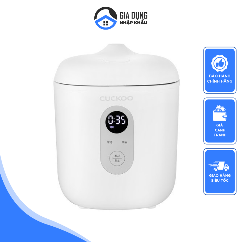 Nồi Cơm Điện Mini Cho 1 Người, Nồi Cơm Điện Cuckoo Marshmallow CR-0255MW, Điều Khiển Cảm Ứng, Lòng Nồi Chống Dính, Dung Tích 0.35L, Nội Địa Hàn, Bảo Hành 12 Tháng
