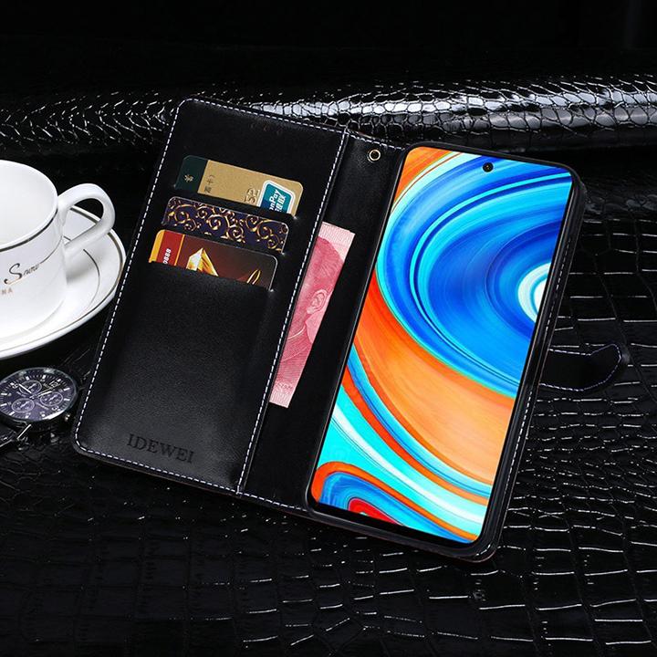 Bao Da iDeWei Cho Máy Xiaomi Redmi Note 9S - Note 9 Pro Khóa bấm