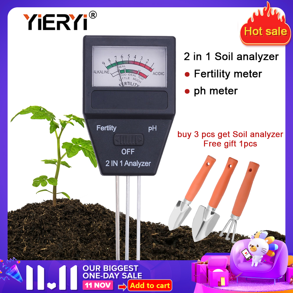 yieryi Gardening tools 2 in 1 Soil PH meter fertility tester for gardening Plant Indoor Outdoor