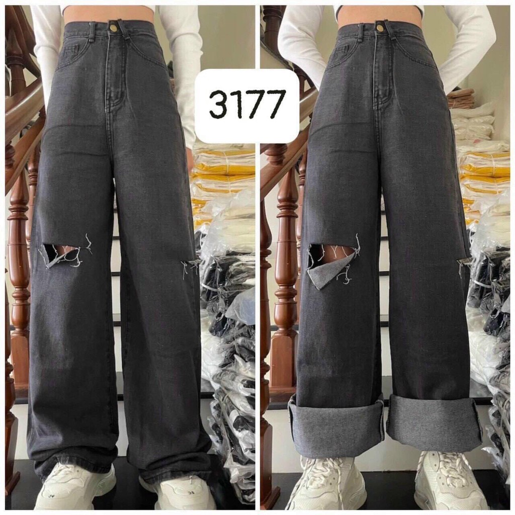 BAGGY JEANS ỐNG SUÔNG RÁCH PT
