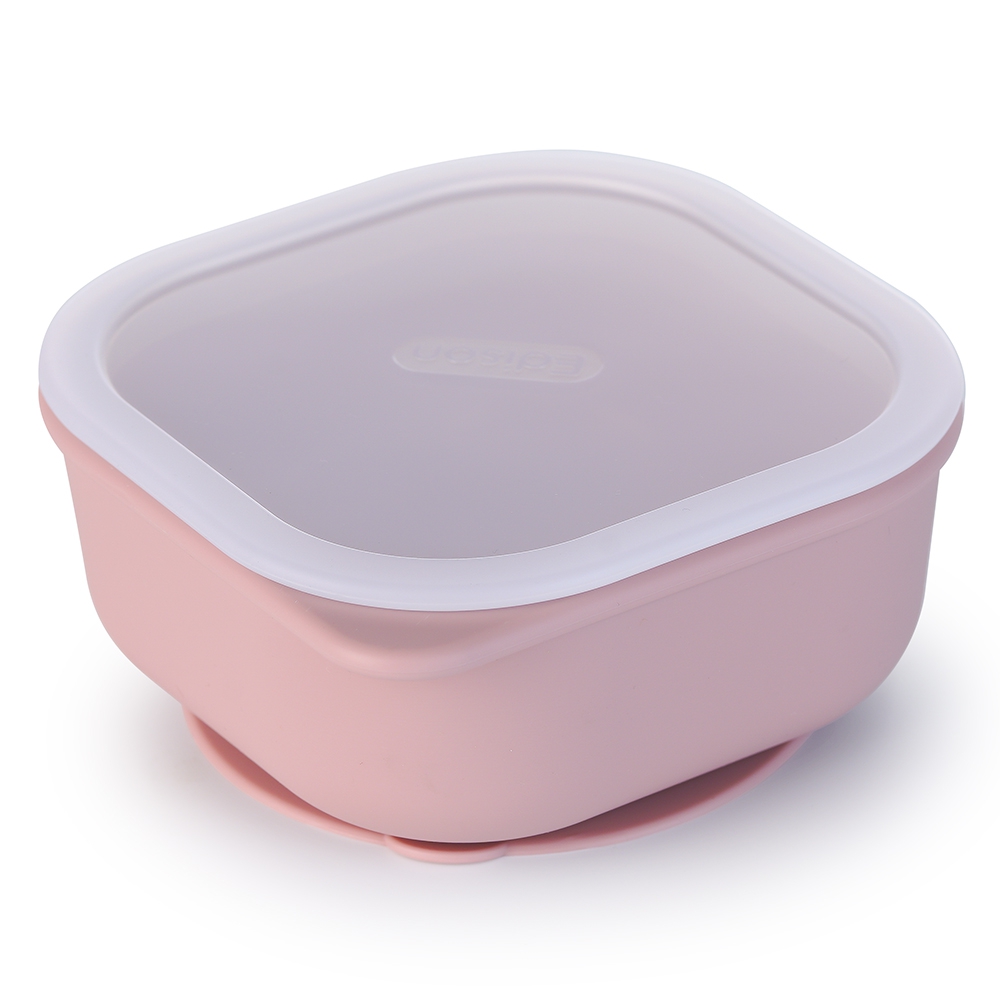 Chén ăn dặm silicone chống trượt Edison (Hồng)