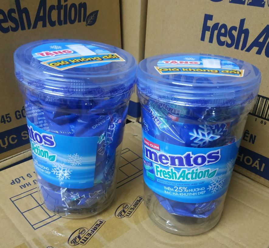 [TẶNG HŨ NHỰA CAO CẤP] Combo 2 gói kẹo cao su Mentos Fresh Active 80 chiếc