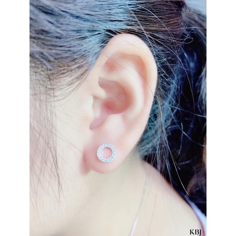 Bông tai nữ dạng tròn cá tính đính đá chuẩn bạc ta