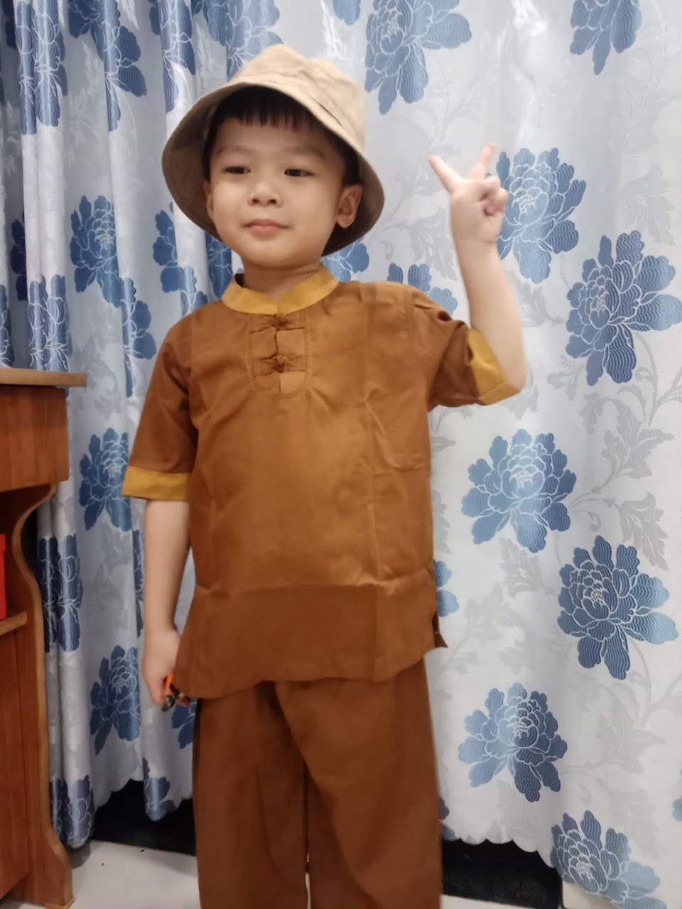 Đồ lam đi chùa trẻ em, đồ lam đi chùa em bé, đồ lam cho bé mẫu 3 nút