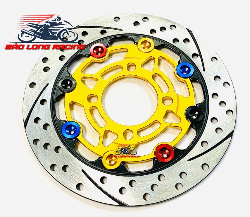 Đĩa Kiểng Rembo 220 Lòng CNC gắn xe máy Sirius,Wave,Exciter 135,Blade.....màu Vàng