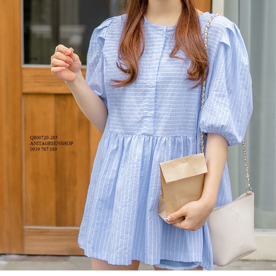 Q800720 ÁO BABYDOLL KẺ SỌC