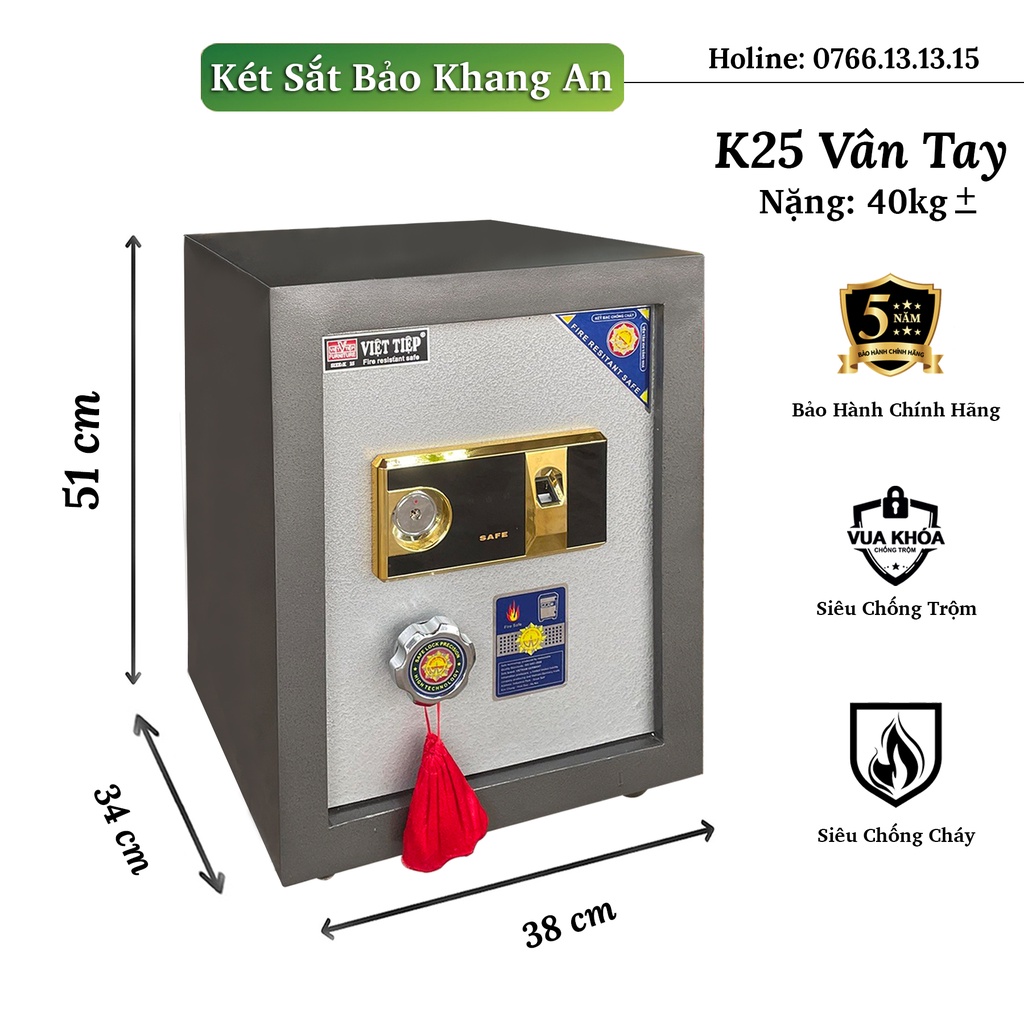 Két Sắt Việt Tiệp KD25 Xám <40KG>, Két Sắt Mini,