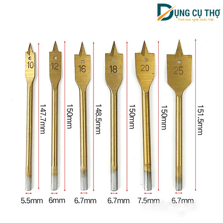 Bộ 6 mũi khoan khoét lỗ đuôi cá