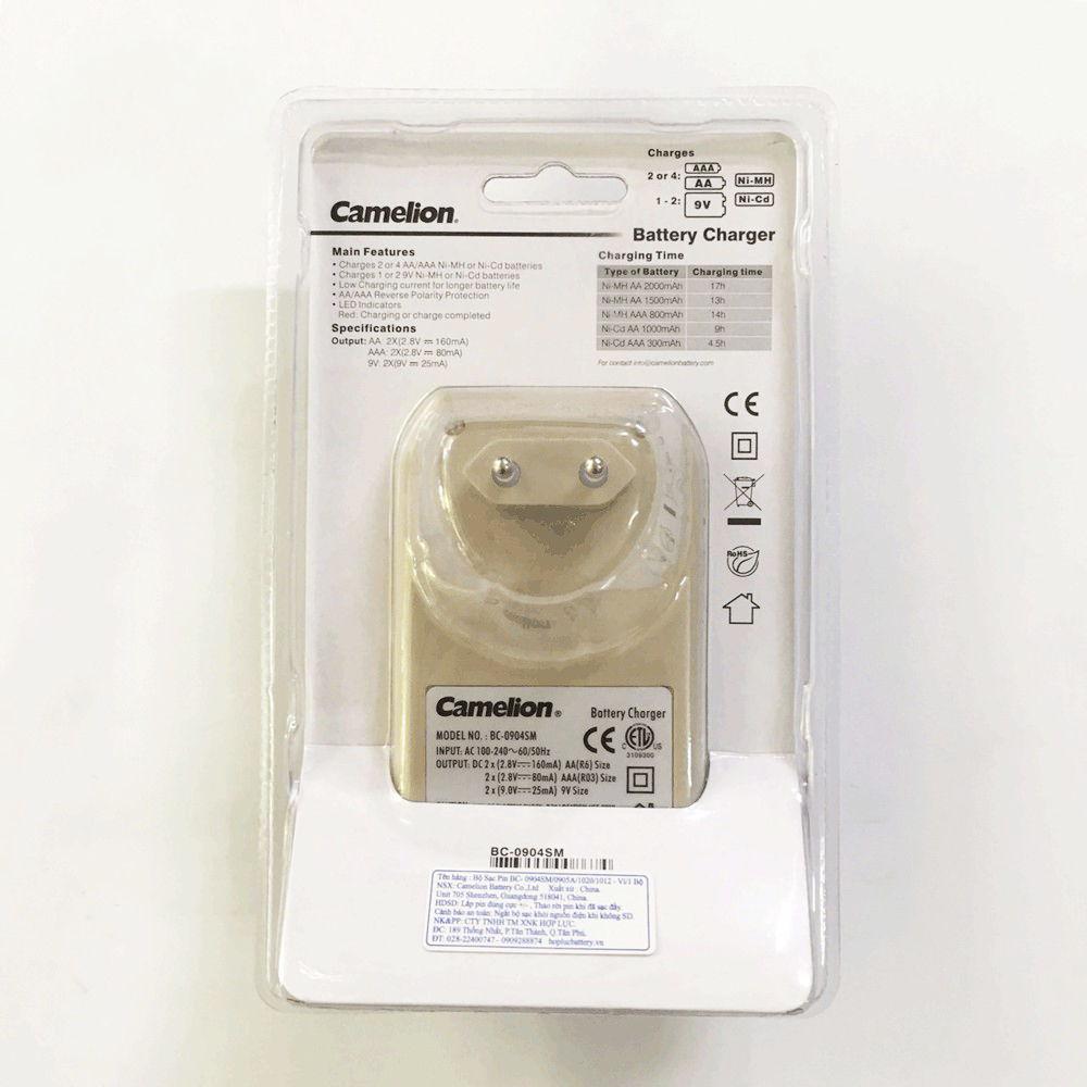 1 máy sạc pin aa, aaa, 9V Camelion BC0904S