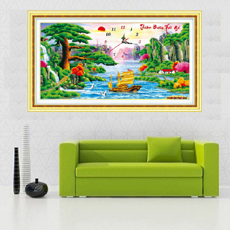 Tranh đính đá PHONG CẢNH Thuận Buồm Xuôi Gió VS034 Kích Thước 85X50cm