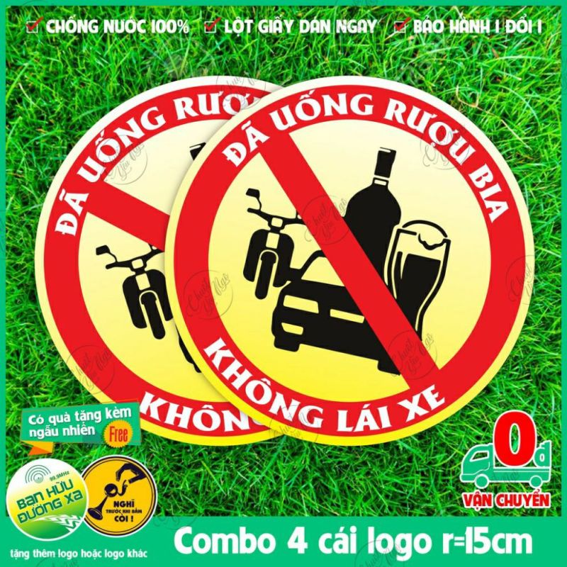 Combo 4 logo chuẩn đường kính 15cm không được lái xe