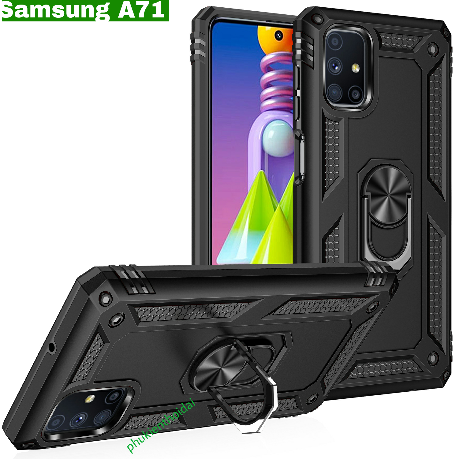 Ốp lưng Samsung A71 chống sốc quân đội nhẫn iring hút ô tô