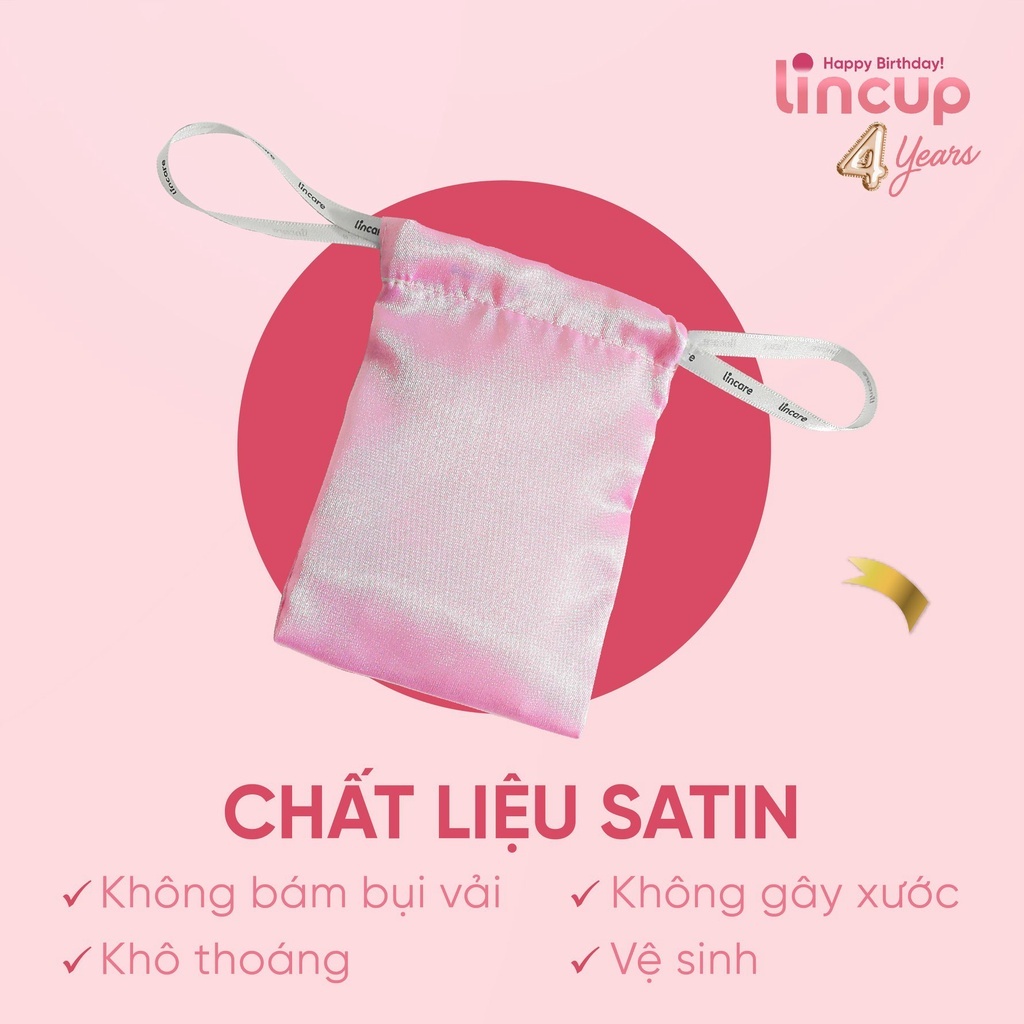 Combo Cốc nguyệt san Lincup kèm bàn chải, túi lụa