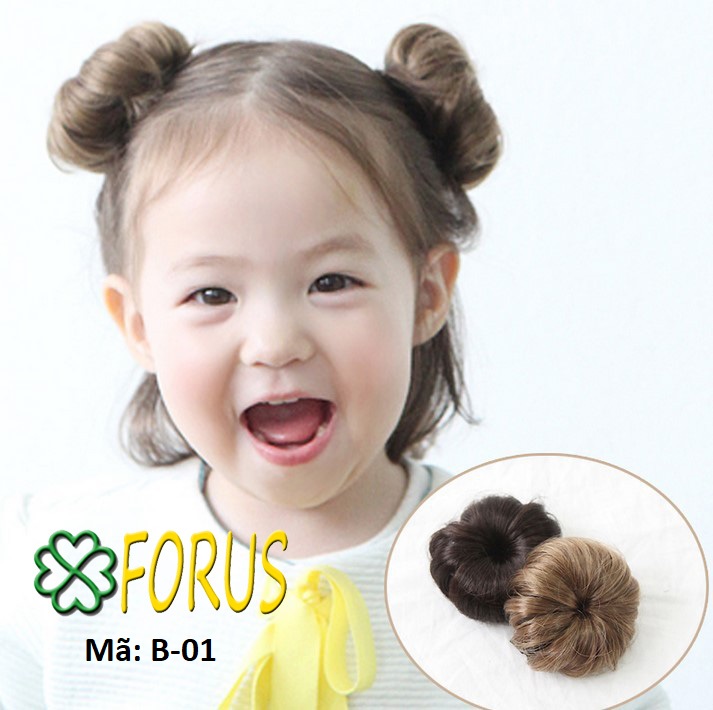 Tóc búi natra trẻ em, màu [nâu vàng 2/30] tóc giả trẻ em