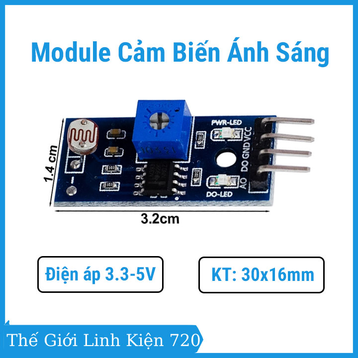 Module cảm biến ánh sáng điện áp 3.3V-5V tiện lợi