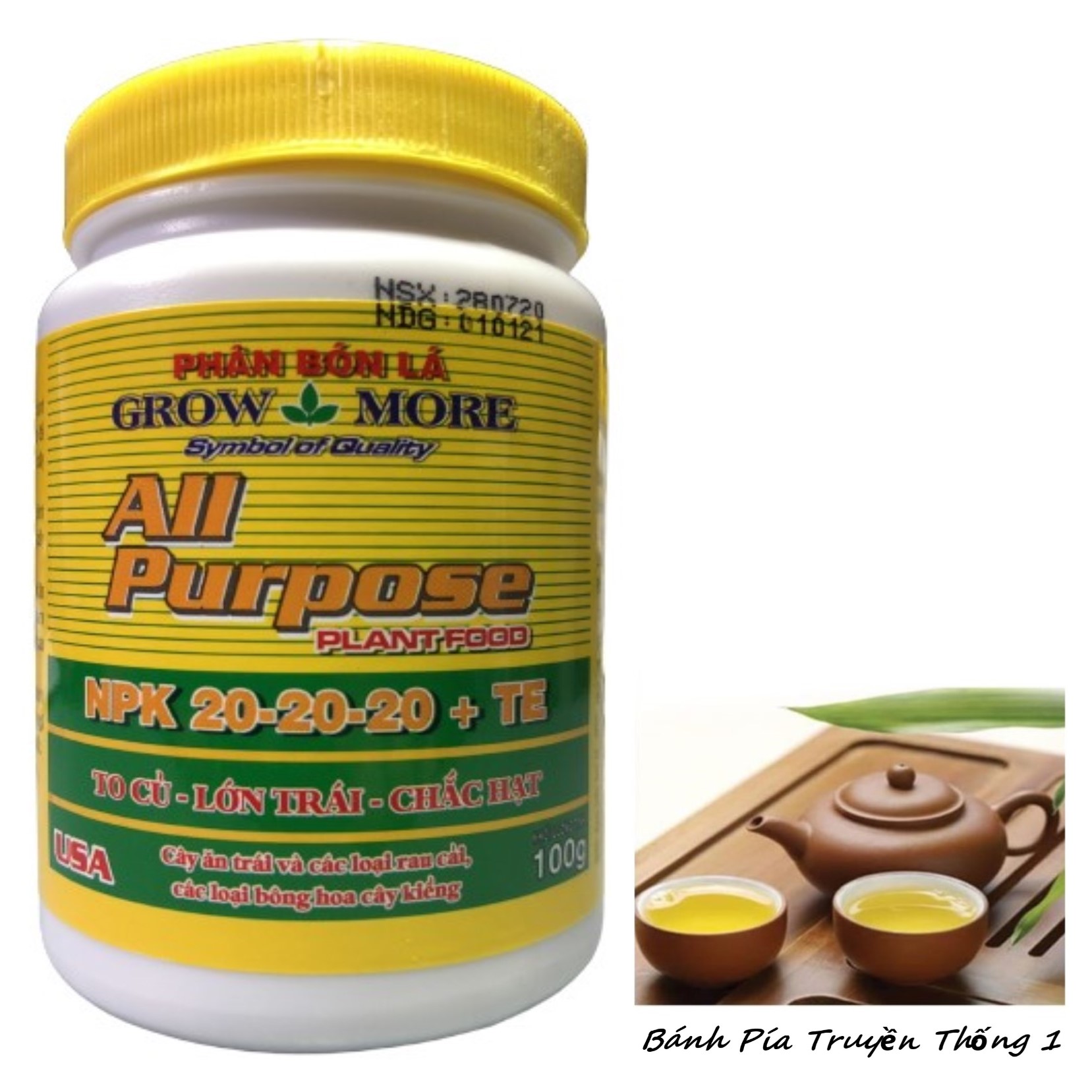 Phân bón lá grow more npk 20-20-20+te - #394a# 100g