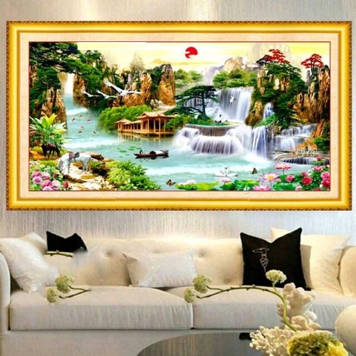 Tranh thêu chữ thập Phong cảnh sơn thủy hữu tình LV3307 - tự thêu