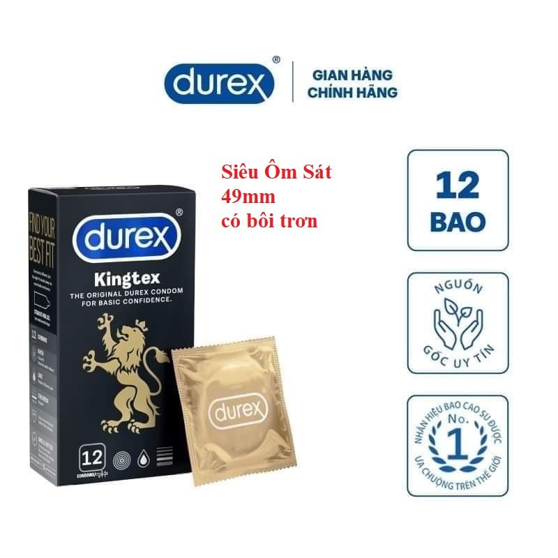 BAO CAO SU ÔM SÁT DUREX KINGTEX HỘP 12 CHIẾC