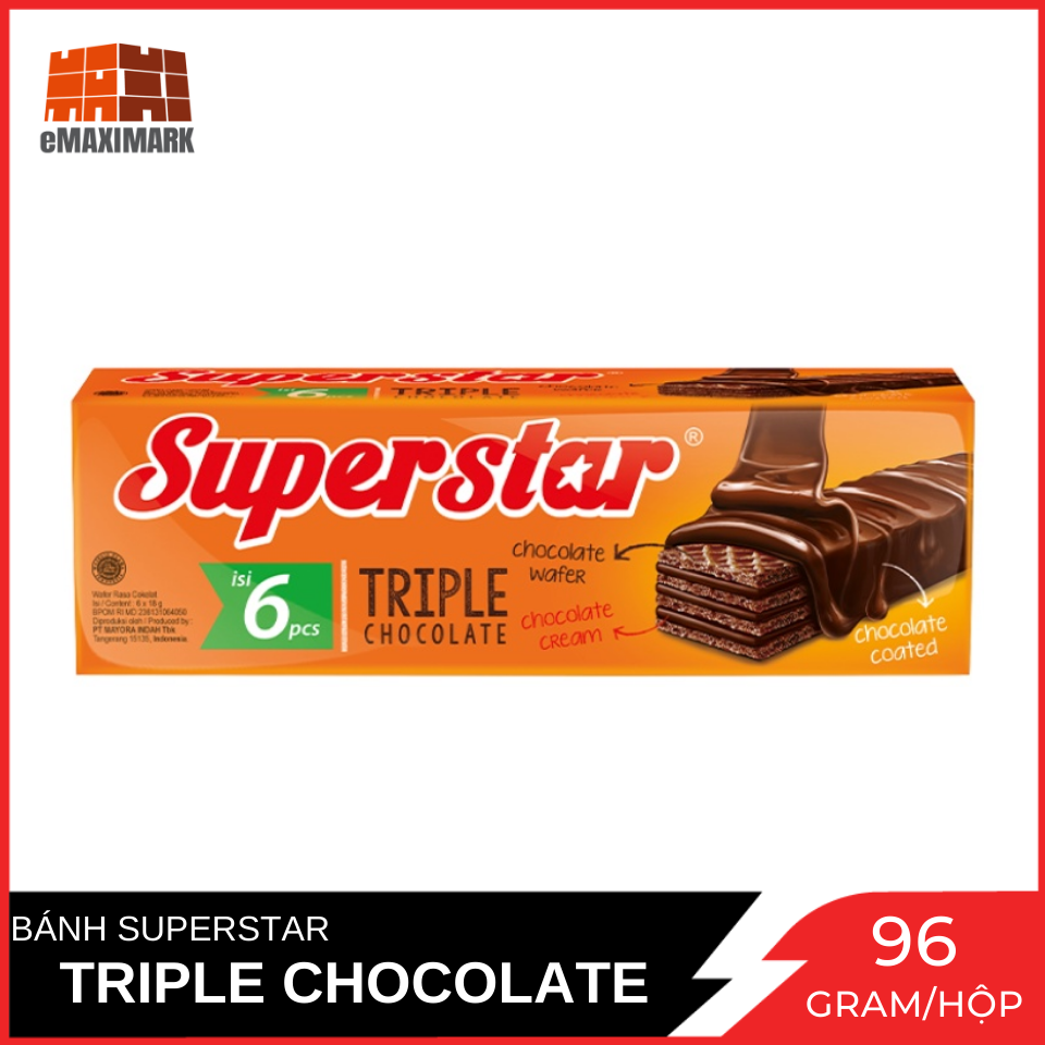 Bánh Xốp Super Star Triple Choco Hộp 96G