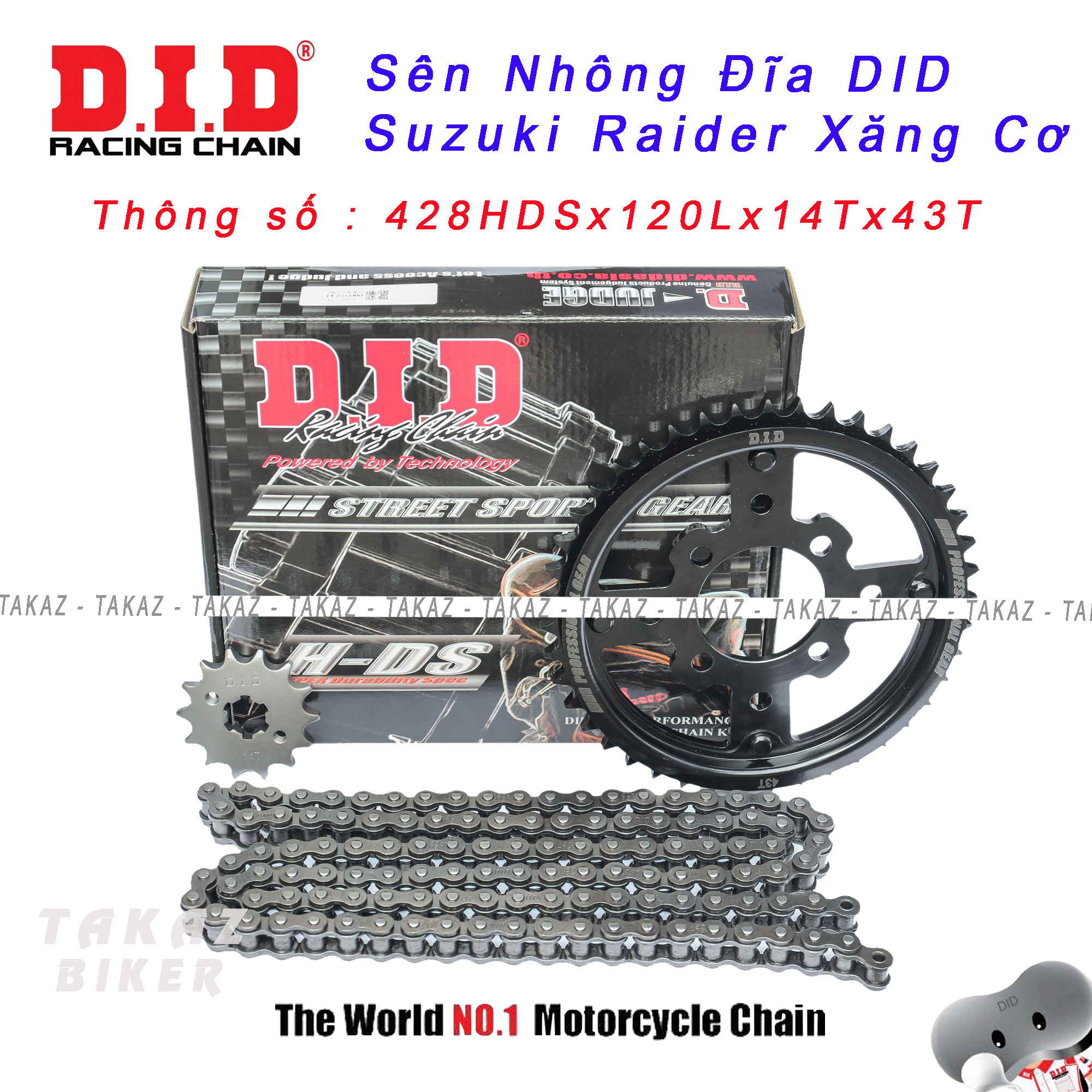 [HCM]Sên Nhông Đĩa Suzuki Raider bình xăng cơ ( 2 in 1 ) - HDS 10 ly Thái Lan 100%