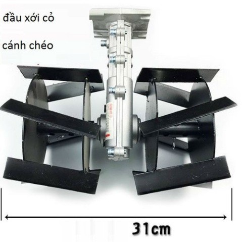 Đầu Xới Đất Lắp Máy Cắt Cỏ, Có Lồng Cách Chéo Dễ Di Chuyển