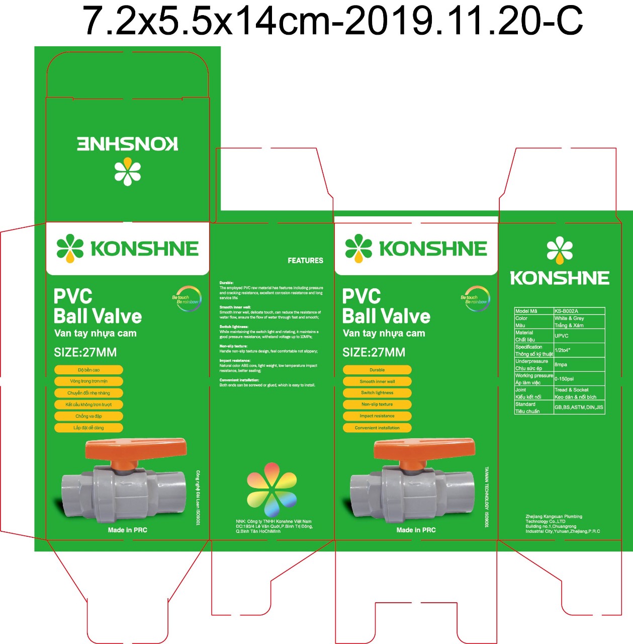 Van khóa nước tay gạt inox 21mm
