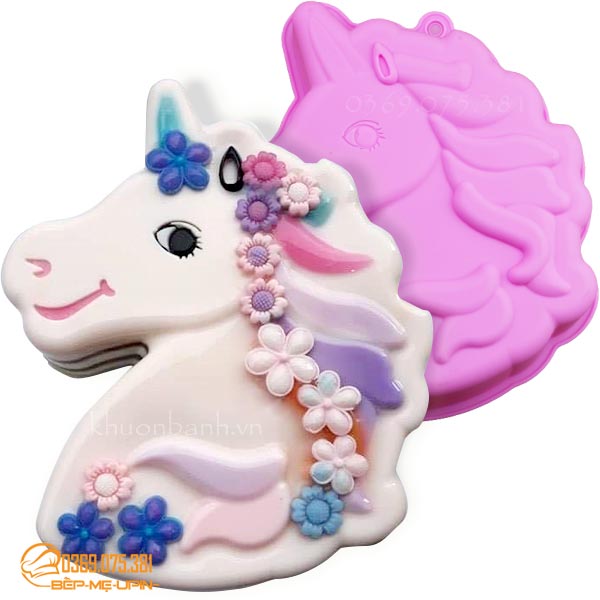 Khuôn silicon con ngựa đại Unicorn 25cm làm bánh