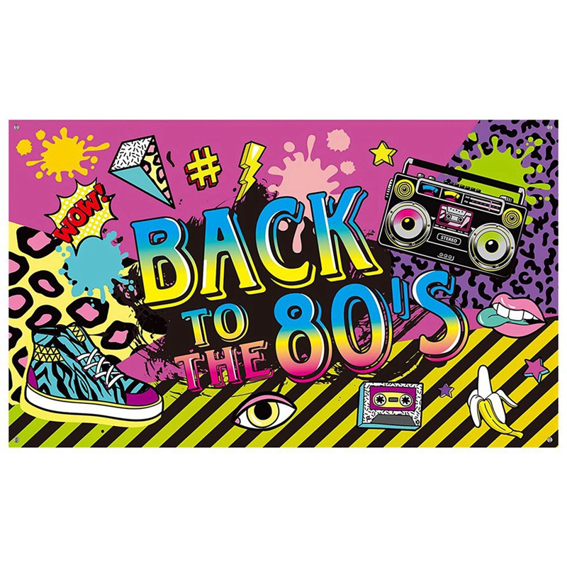 80'S Party Decorations, Extra Large Fabric Back To the 80'S Hip Hop Sign Party Banner Photo Booth Backdrop Background