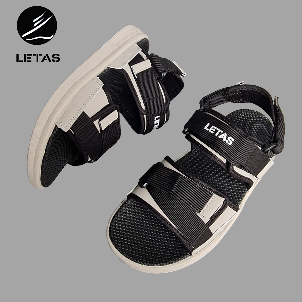 Sandal Nữ,Nam Cá Tính Letas D712 Đen Ghi