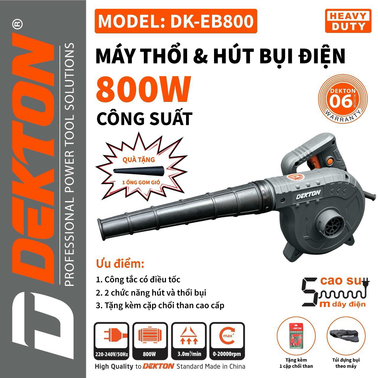 Máy Thổi Bụi Dekton DK-EB800/EB900 2 màu xanh xám