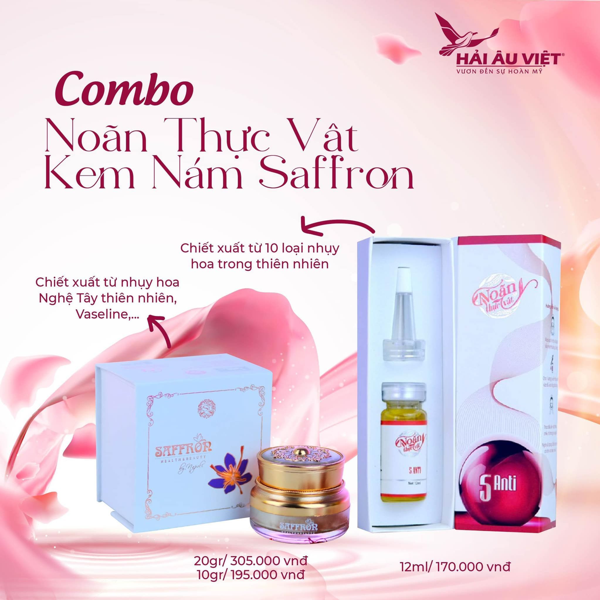 [ chính hãng 100% ] Combo NOÃN THỰC VẬT và KEM NÁM TRẮNG DA SAFFRON