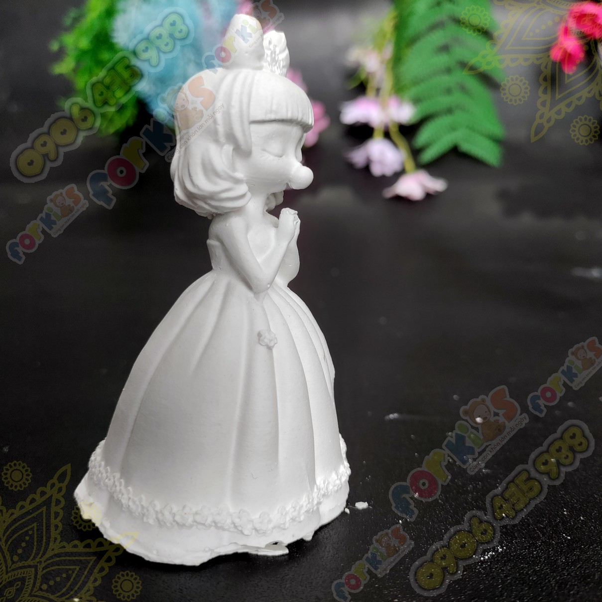 Tượng tô màu chọn mẫu, CÔNG CHÚA BONG BÓNG, size M, tượng thạch cao CAO CẤP, tô tượng (không kèm màu)